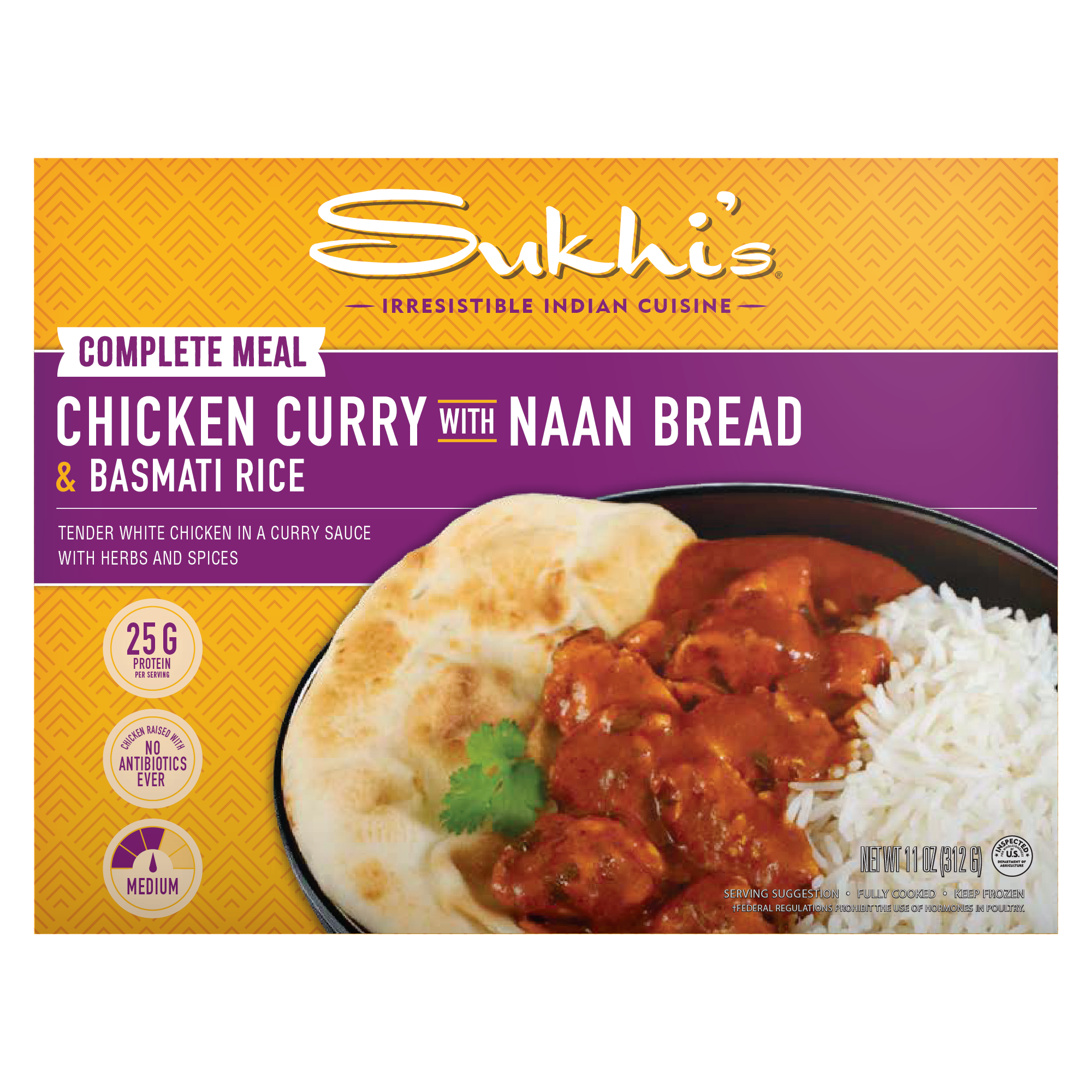 Chicken Curry Frozen Meal with Naan & Basmati Rice