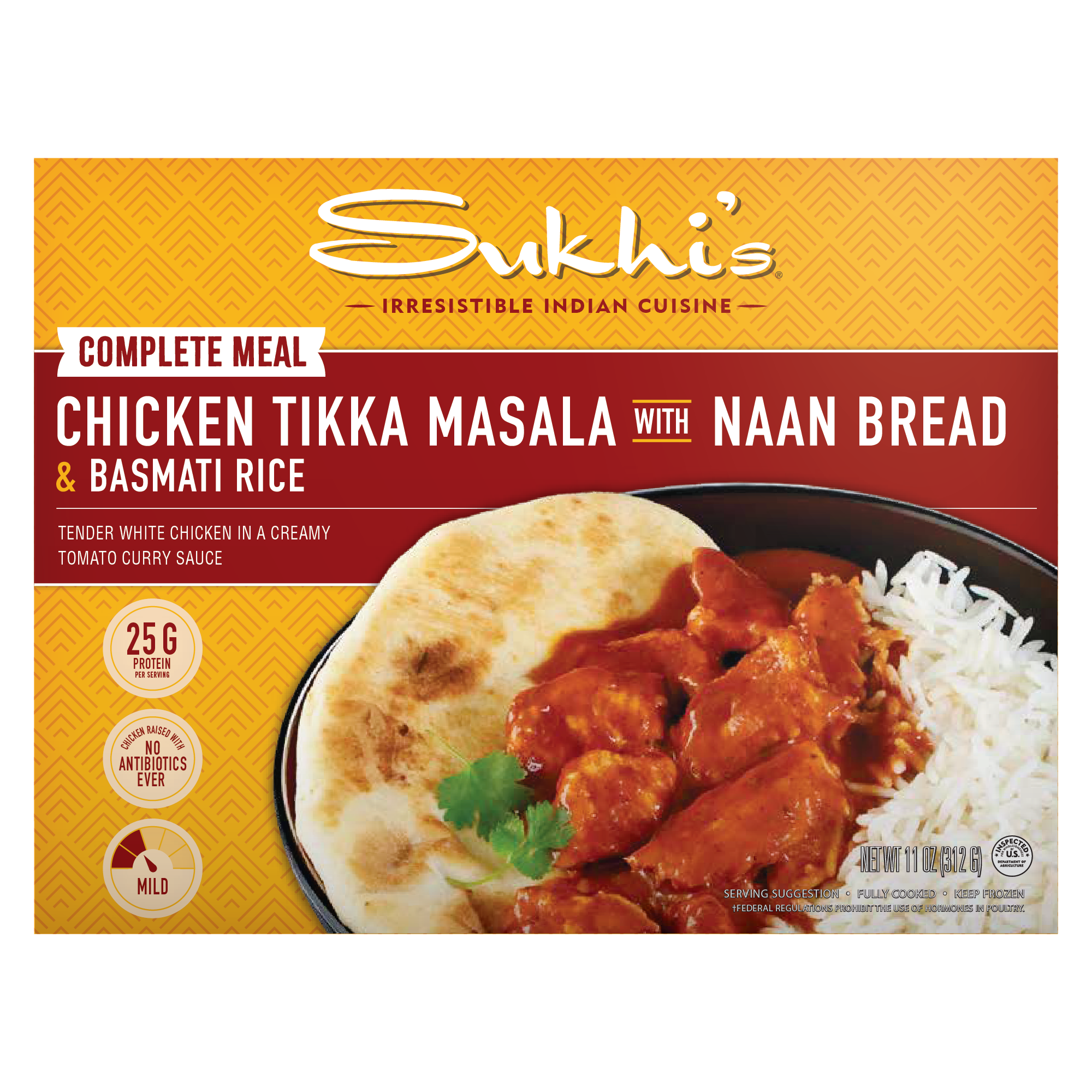 Chicken Tikka Masala Curry Frozen Meal with Naan & Basmati Rice